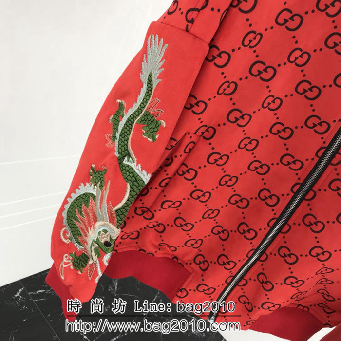 GUCCI古馳 18ss秋冬新款 升級版加棉 中國龍刺繡 雙G小logo 外套 情侶款 ydi1947